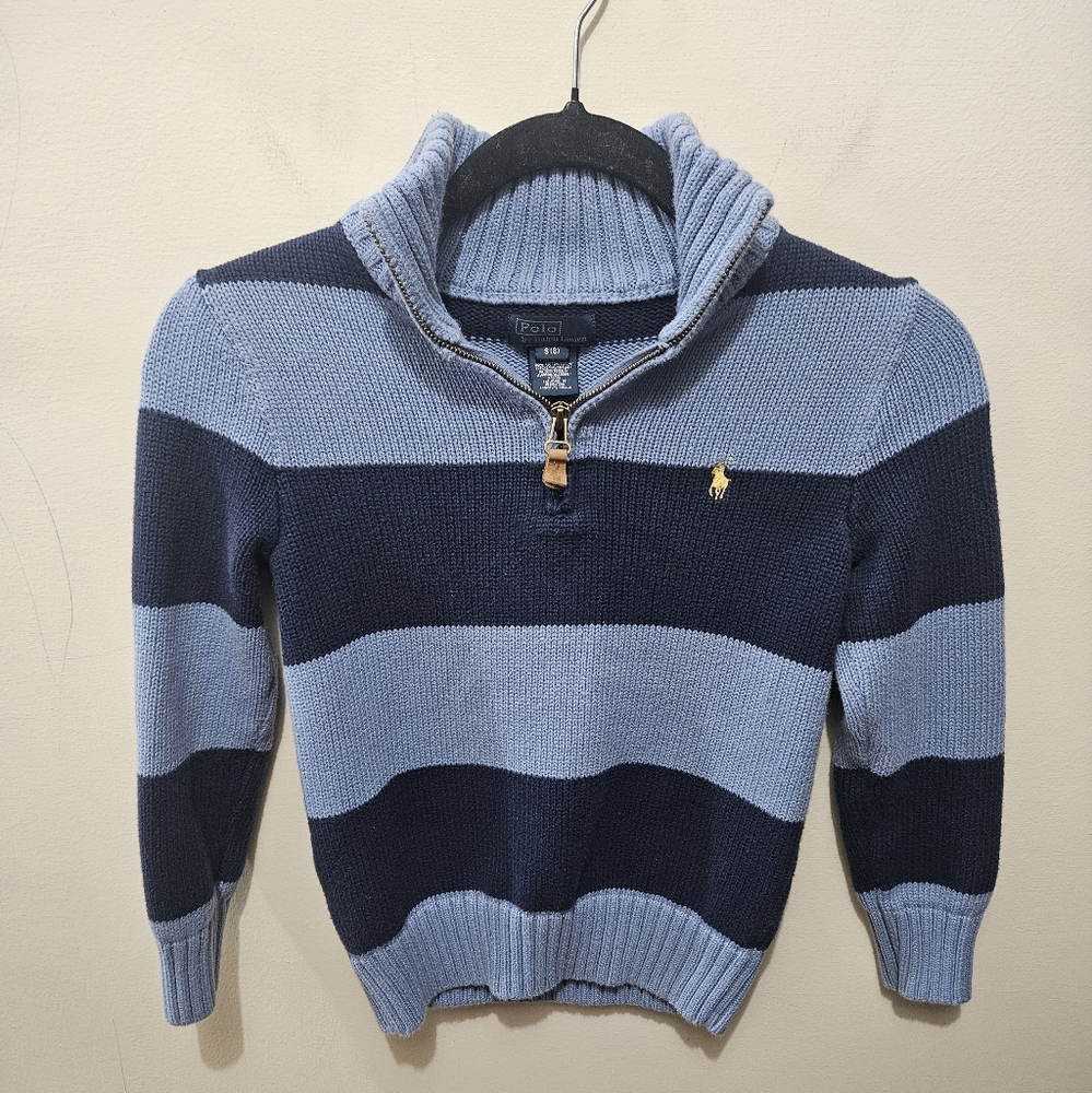 Polo Ralph Lauren Pony Youth Kids Boys Cotton 1/4 Zip Pull Over Sweater MED 8